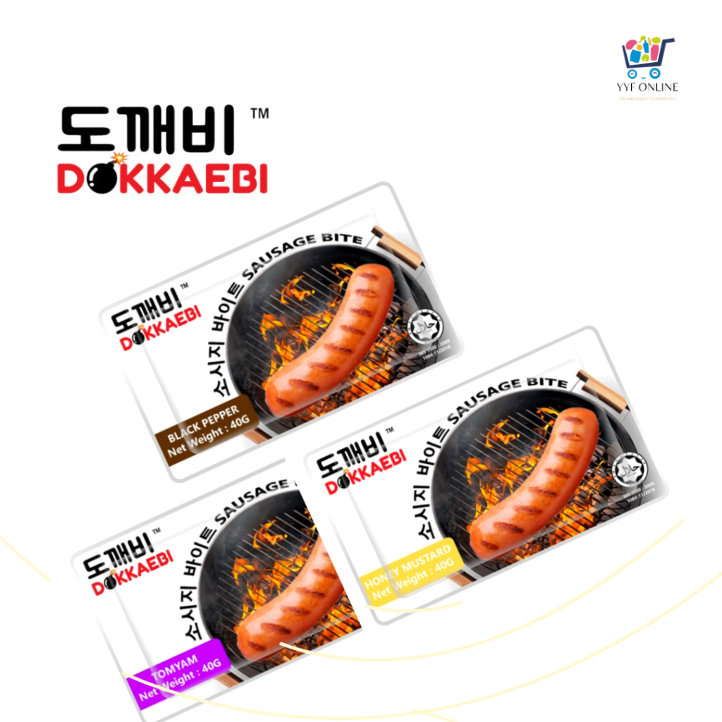 DOKKAEBI Hot Dog Sausage Bite Black Pepper/Honey Mustard/Tom Yam 40g (Halal) 迷你香肠系列黑胡椒味/东炎味