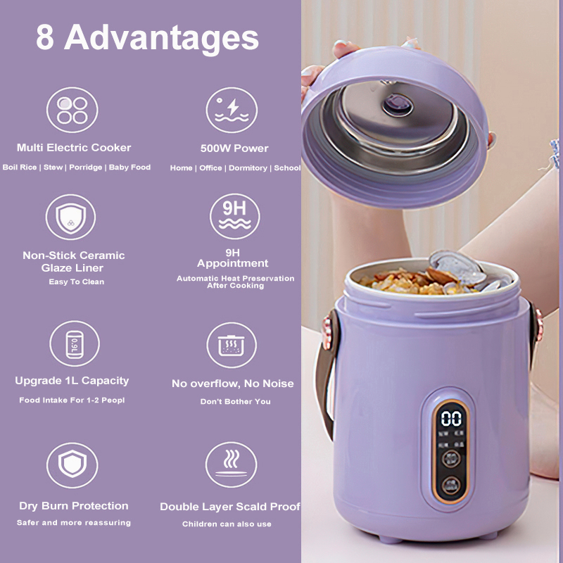 500W Electric Stew Pot Slow Cooker Tea Maker Portable Hot Pot Prridge Soup  Maker with Appointment