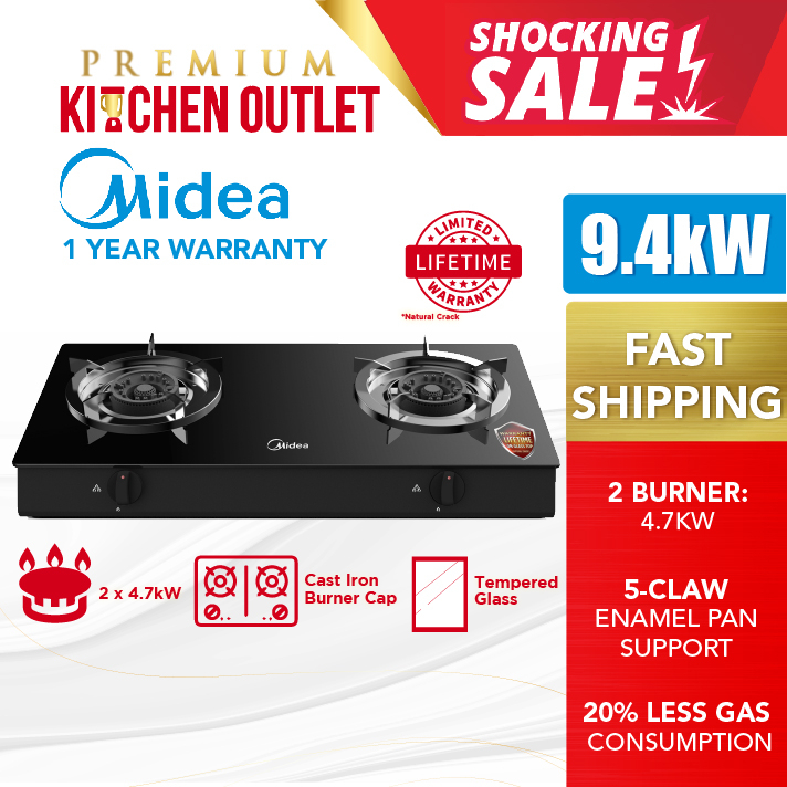 Midea 4.7kW 2 Burner Portable Tabletop Gas Cooking Stove MGST211G