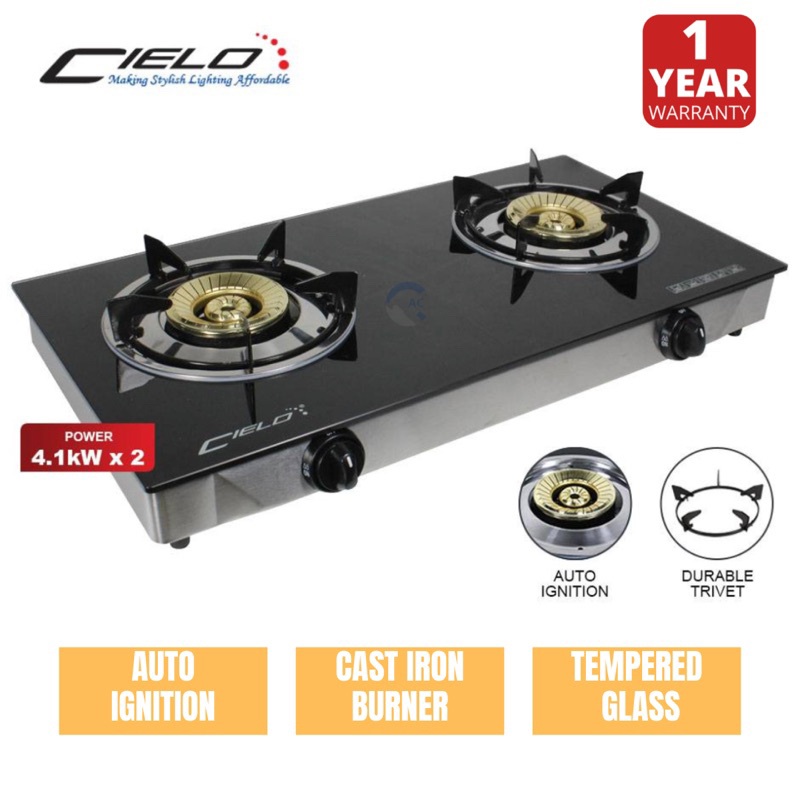 [BUBBLE WRAP] KHIND DOUBLE BURNER GLASS TABLE TOP GAS STOVE/CGC 6311