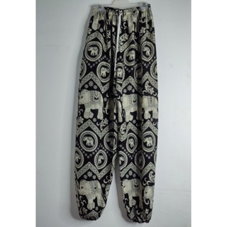 Black Freesize Elephant Print Harem Trouser