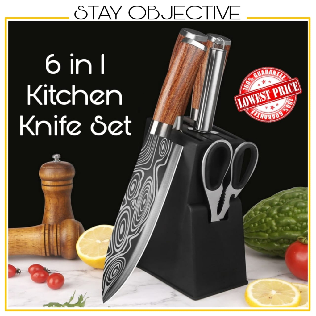 Anti Stick Knife Set Stainless Steel Japanese Damascus with Black Oxidation iron Kitchen Chef