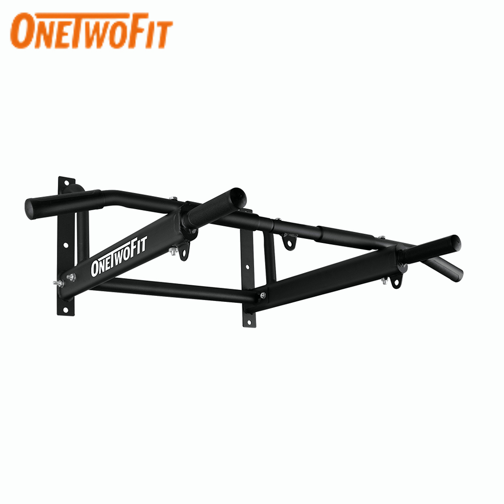 OneTwoFit Wall Mounted Pull Up Bar with More Stable 6-Hole Design ...