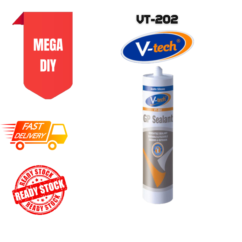 [100% Fresh Stock] VTech VT-202 GP Sealant Clear Silicone Sealant 230ML ...