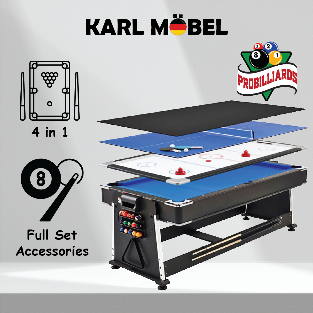 Pool Table 4 in 1 Meja Pool American billiard Snooker set air hockey meja pingpong murah multi
