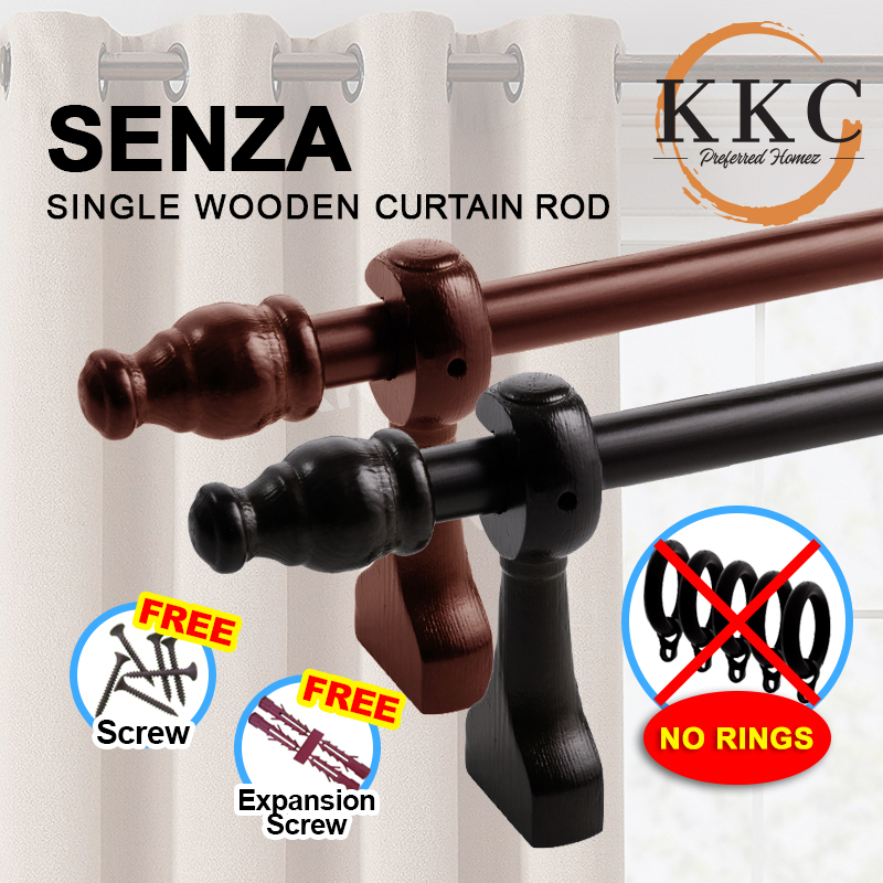 KKC SENZA SINGLE Wooden Curtain Rod (No Ring)Set/Kayu Langsir/Rod