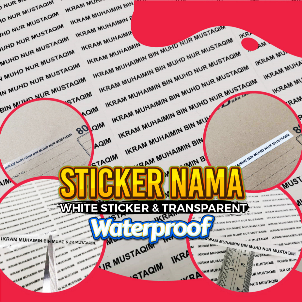 STICKER NAMA BUKU LATIHAN, BUKU SEKOLAH, PELBAGAI GUNA - WATERPROOF ...