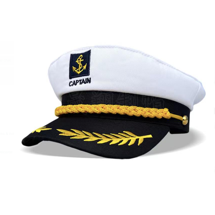 MSIA Ready Stock/ White Captains Sailor Navy Hat Adjustable Sailor Hat
