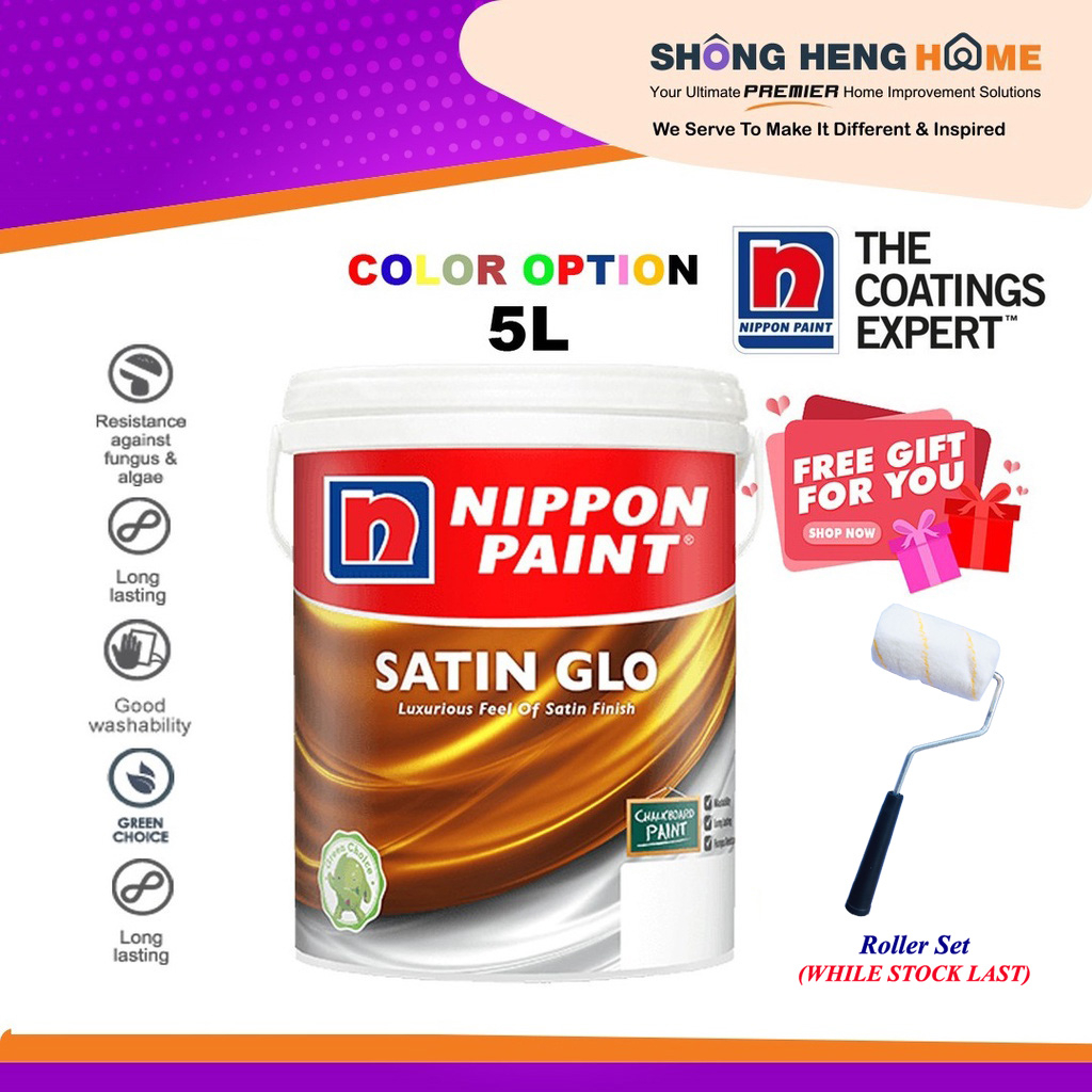 5L Nippon Paint Satin Glo Interior Wall COLOR OPTION [ANY COLORS