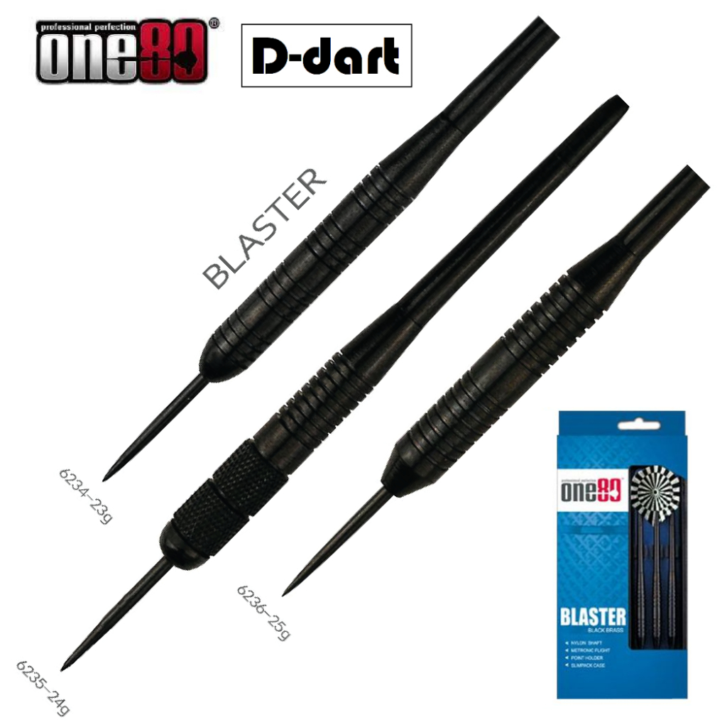 ONE80 STEEL TIP DART - 23G/24G/25G (BLASTER) BLACK CHROME BRASS DART ...