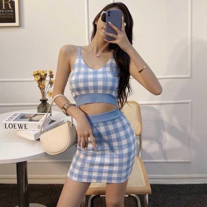 Checkered skirt outlet shopee