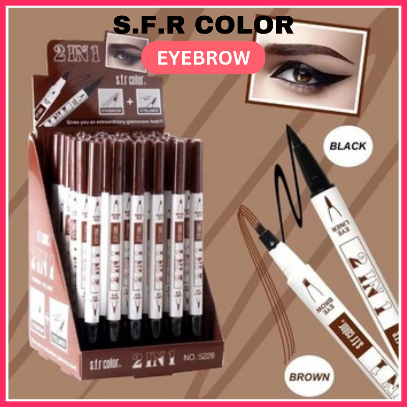 S.F.R COLOR 2IN1 EYELINER + 4 HEAD BRUSH EYEBROW(10C) Shopee Malaysia