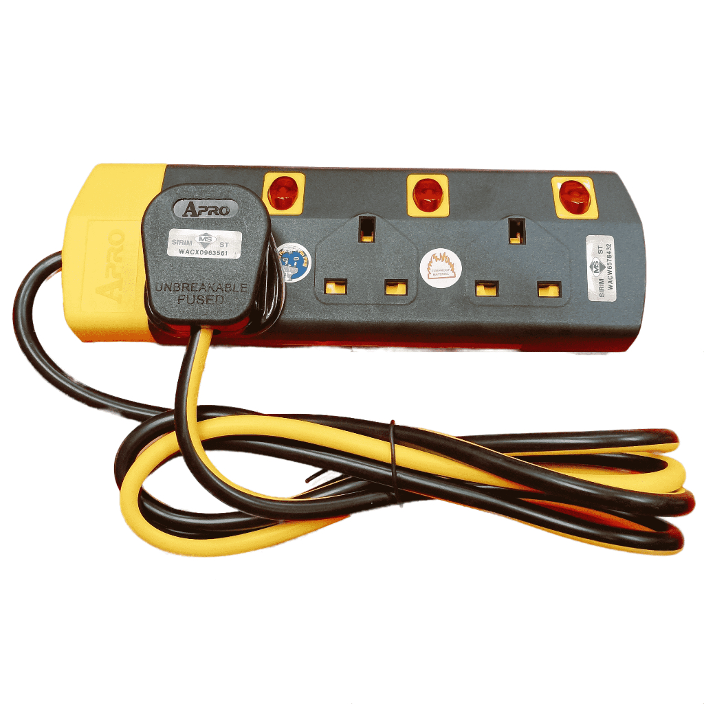APRO Extension Trailing Socket For 3 & 2 Pin Plug Adapter Neon Light ...