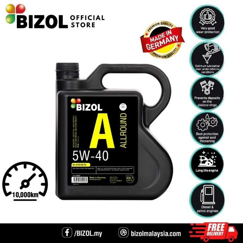 BIZOL Allround 5W40 Germany Fully Synthetic Engine Oil (Minyak Hitam) 4L Shopee Malaysia