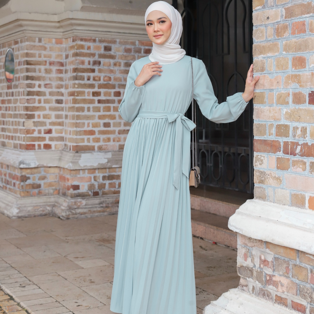 Muslimah Moden Pleated Skirt Abaya Dress Jubah Maxi Baju Raya 2023 ...