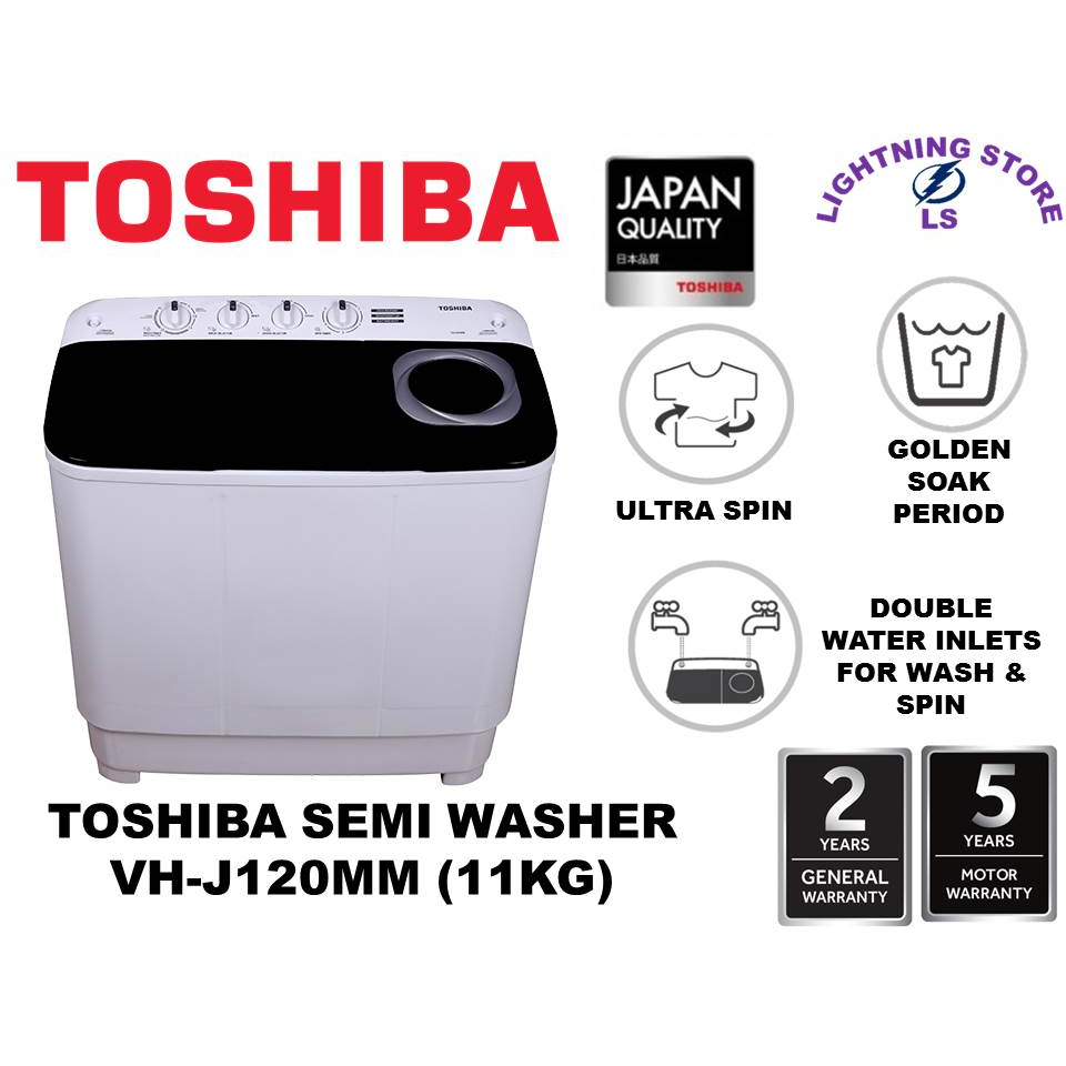 TOSHIBA SEMI AUTOMATIC TWIN TUB WASHING MACHINE 11KG VHJ120MM Shopee Malaysia