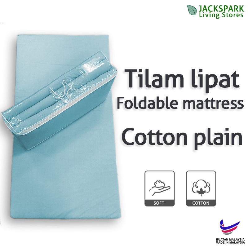 Plain Cotton/Aloe Tilam Lipat Bujang Travel Mattress Foldable Mattress