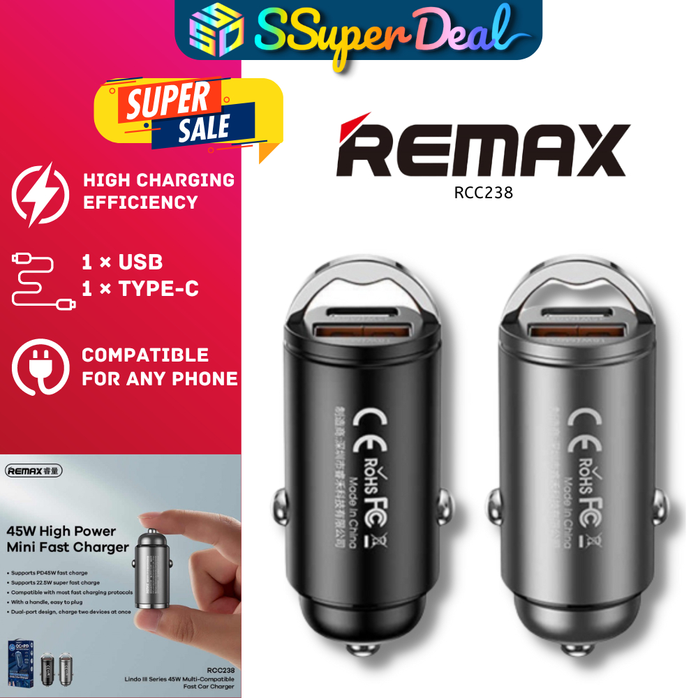 Remax Lindo III Series RCC238 45W Multi-Compatible Fast Car Charger ...