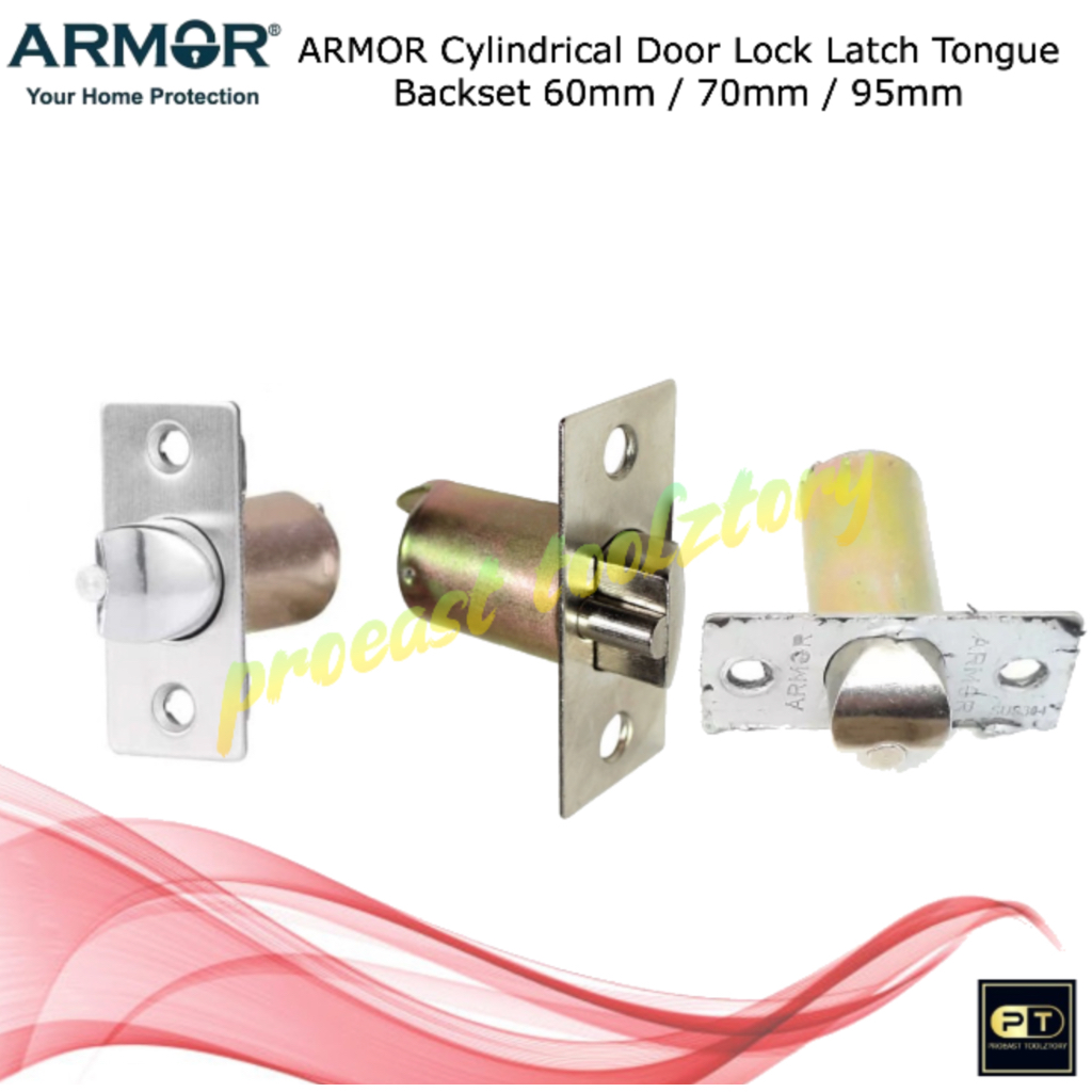 ARMOR Cylindrical Door Lock Latch Tongue Backset 60mm / 70mm / 95mm VT