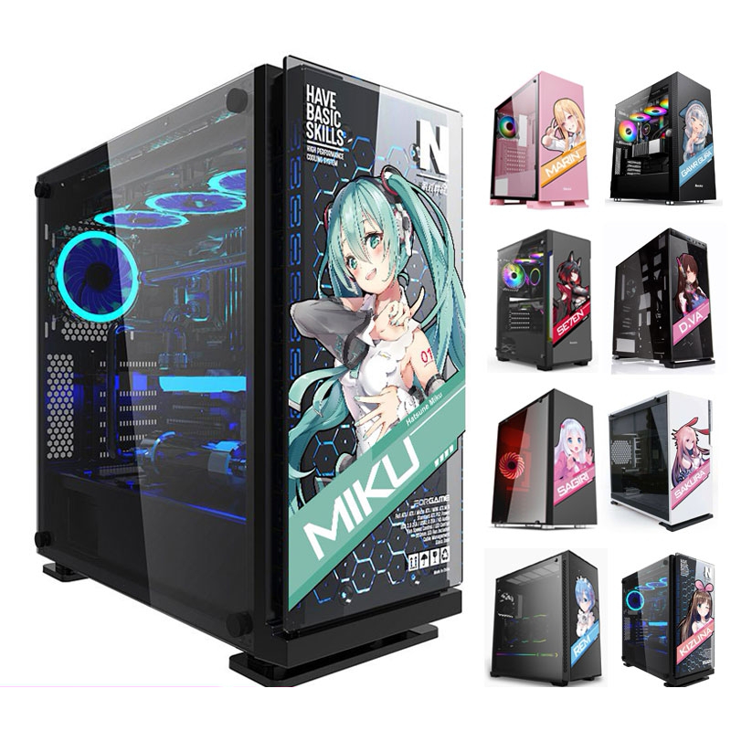 Anime Computer PC Case Sticker Transparent Glass Stickers Desktop Host