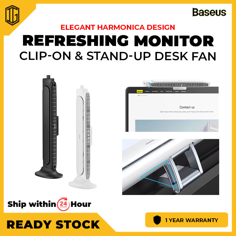 BASEUS Refreshing Monitor Clipon & Standup Desk Fan Extended Airduct