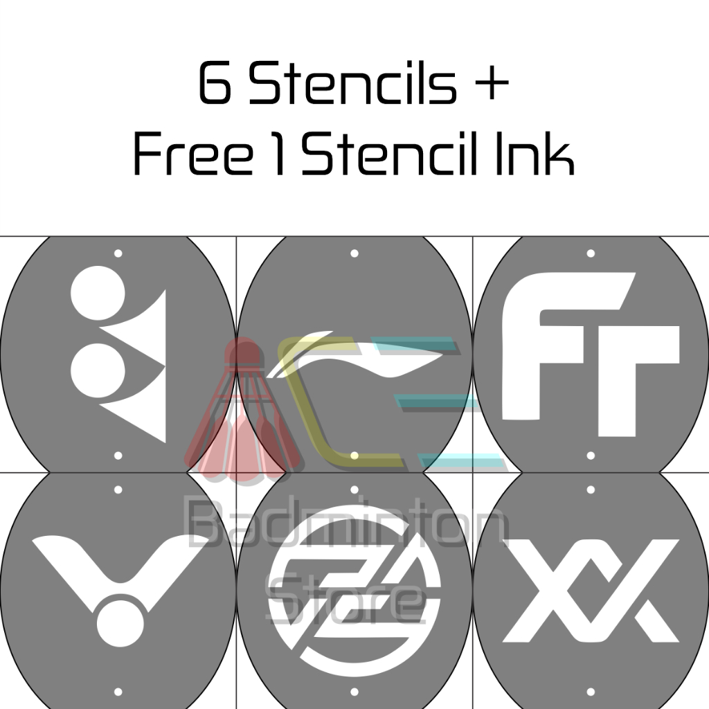 [Badminton Stencil Bundle] Badminton Logo Stencil + Free Stencil Ink