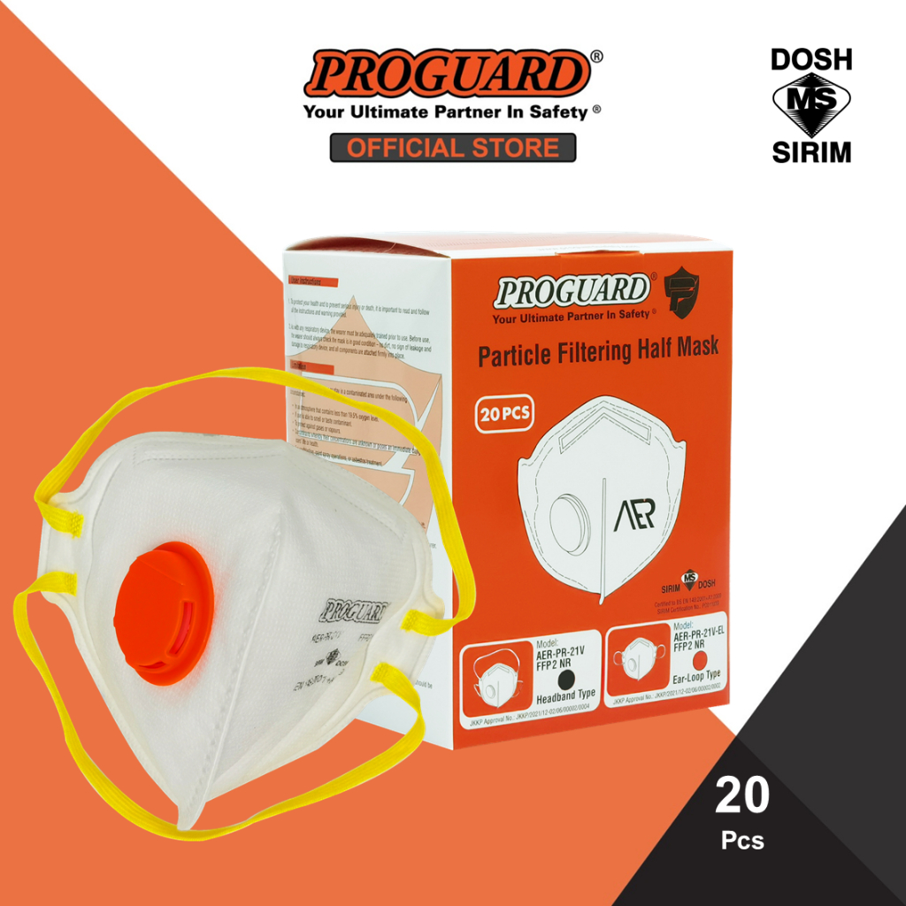 Proguard AER Foldable Valve Particulate Respirator - FFP2 (Headband ...