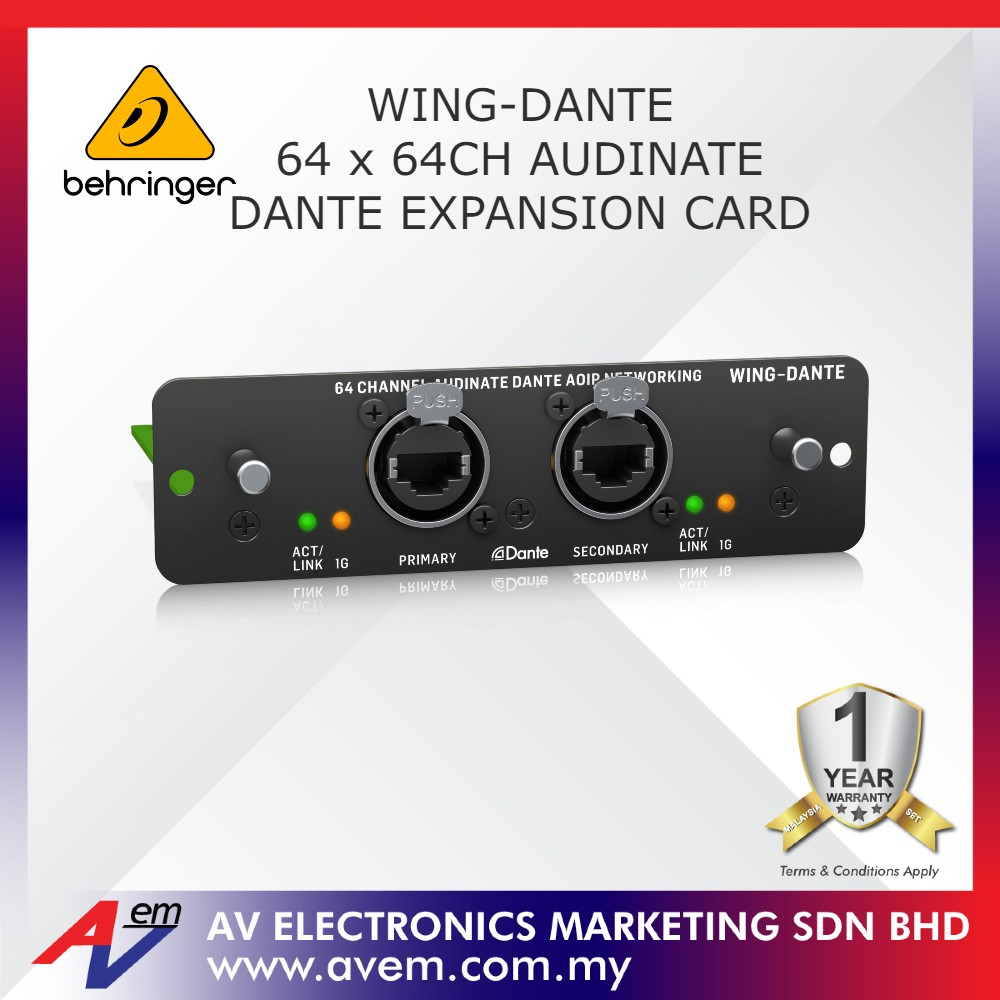 BEHRINGER WINGDANTE WING Expansion Card for 64x64Channel Audinate