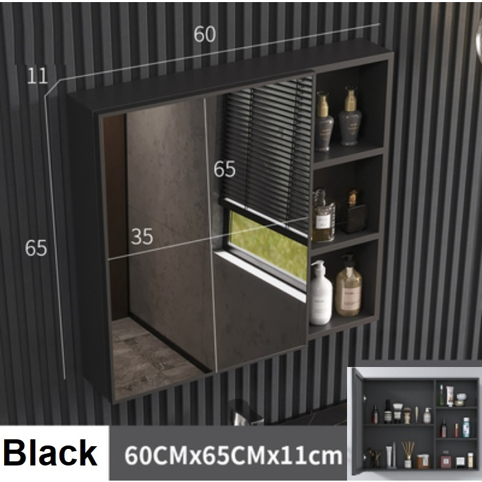 BLACK GOLD ALUMINIUM Bathroom Cabinet Storage Mirror Box with Mirror ...