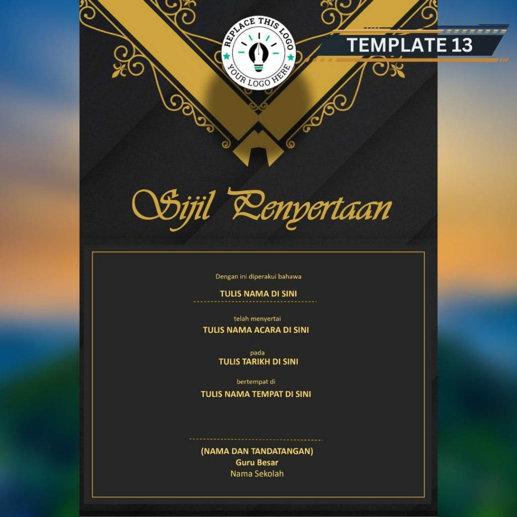 [Powerpoint] Template Sijil Certificate Template Editable Powerpoint ...