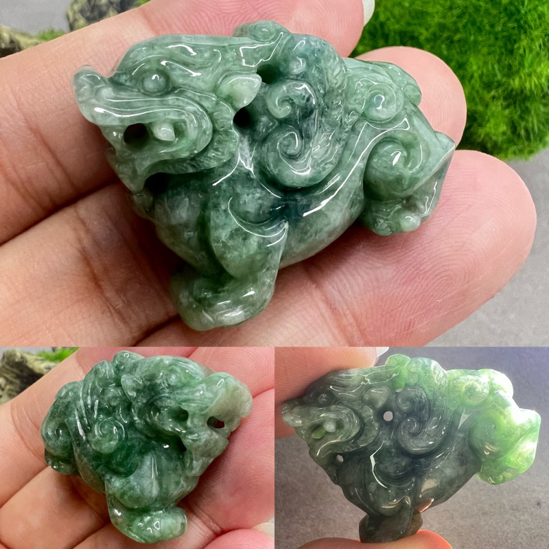 翡翠纯天然玉石貔貅Pixiu 招財翡翠貔貅三角金蟾貔貅招財貔貅守财开运