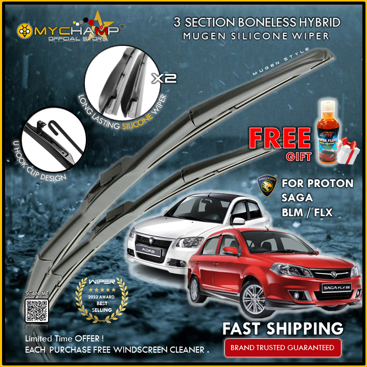 Proton Saga Blmflx Suma Mugen Silicone Wiper 1722 17inch 22inch Set Free Windscreen 8725