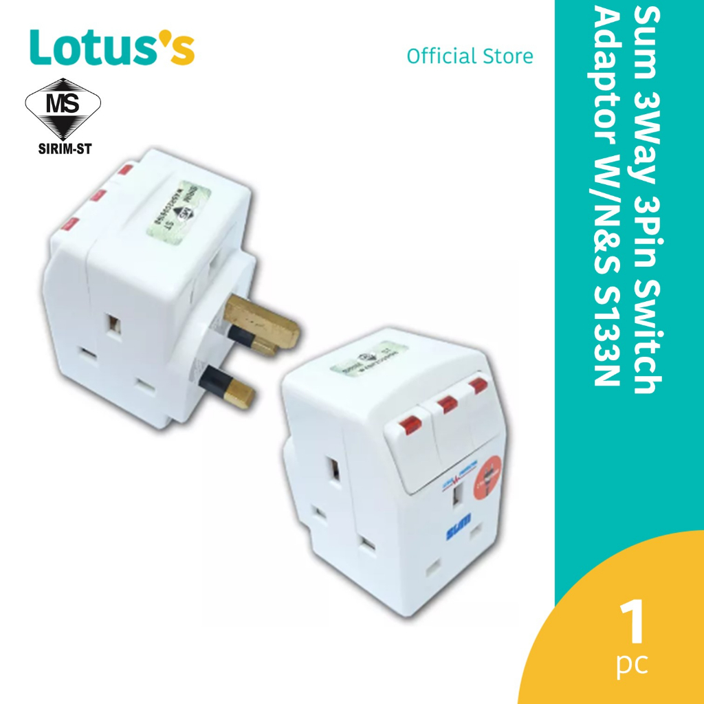 Sum 3Way 3Pin Switch Adaptor W/N&S S133N | Shopee Malaysia