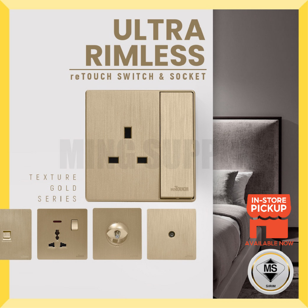 MS_ SIRIM reTouch Ultra Rimless Gold Modern Wall Switch Door Bell ...