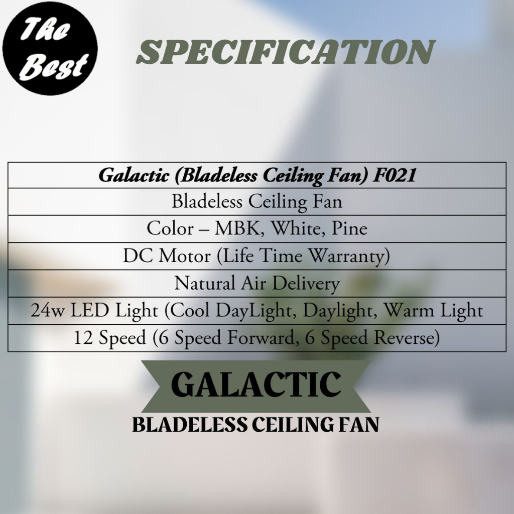 FANCO F021 GALACTIC BLADELESS DC MOTOR CEILING FAN WITH 3C LED LIGHT ...