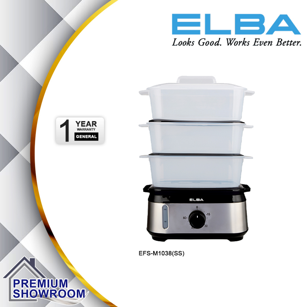 (Authorised Dealer) ELBA Food Steamer EFSM1038(SS) 3 Detachable Layers