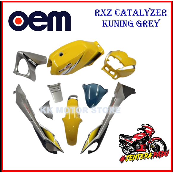 (100% OEM !!!) COVERSET RXZ CATALYZER OEM KUNING GREY (FULL TANAM ...