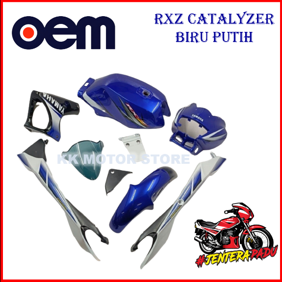 (100% OEM !!!) COVERSET RXZ CATALYZER OEM BIRU PUTIH (FULL TANAM ...