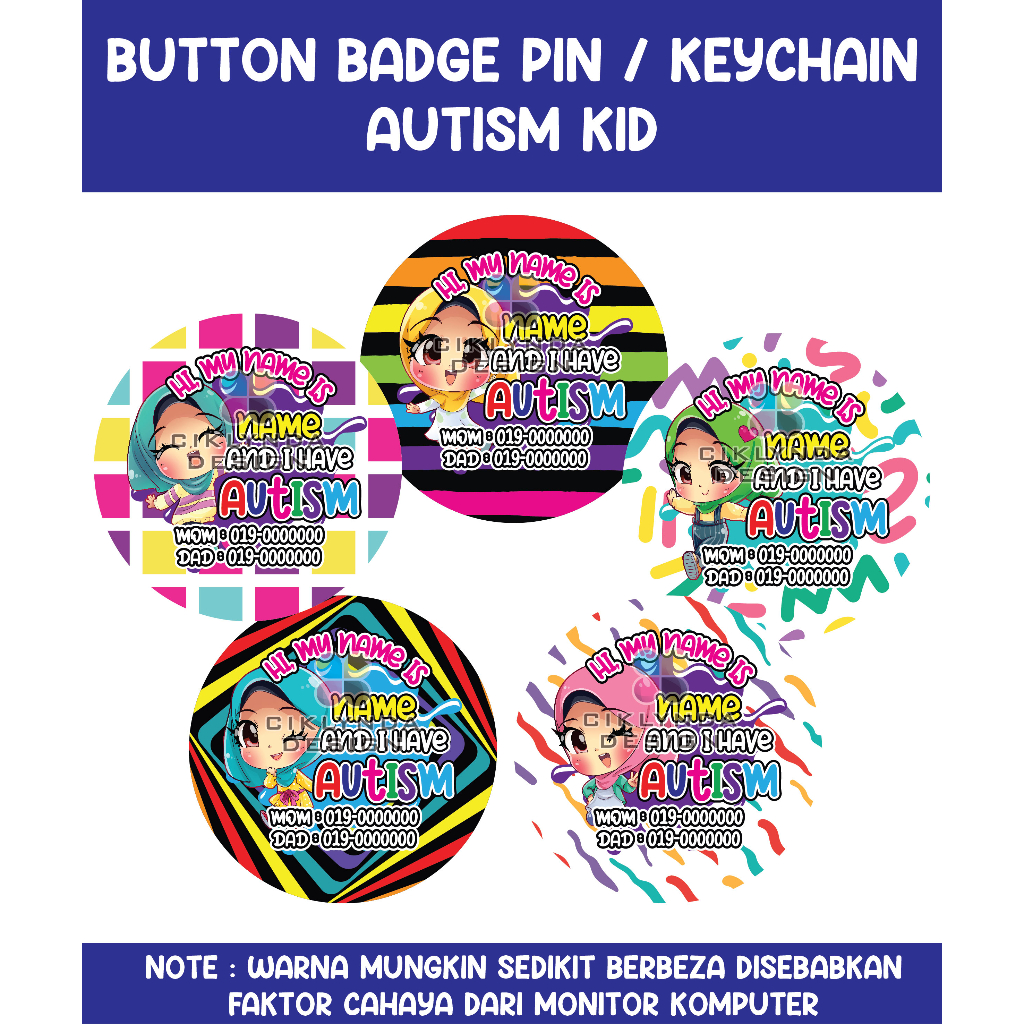 BUTTON BADGE SAFETY PIN AUTISM NAME KID (GIRL) Shopee Malaysia