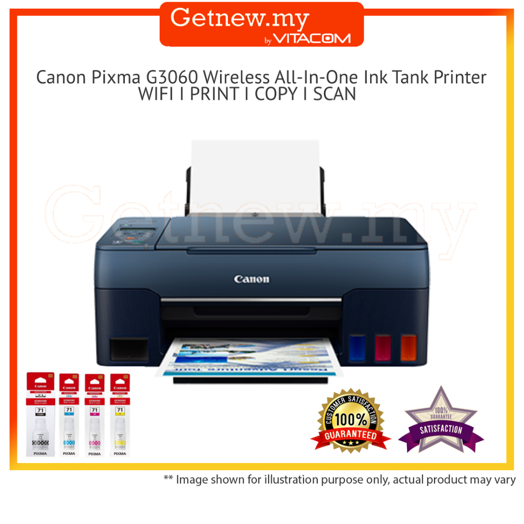 Canon Pixma G3060 Easy Refillable Ink Tank/Wireless/All In One Printer