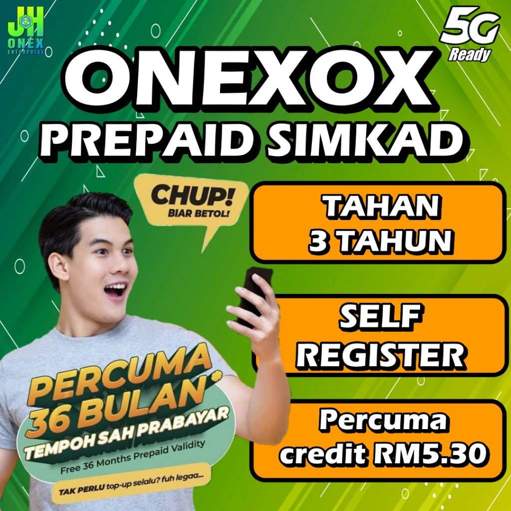 ONEXOX 5G READY Prepaid Sim Card 36 Bulan Validity Longest Prepaid