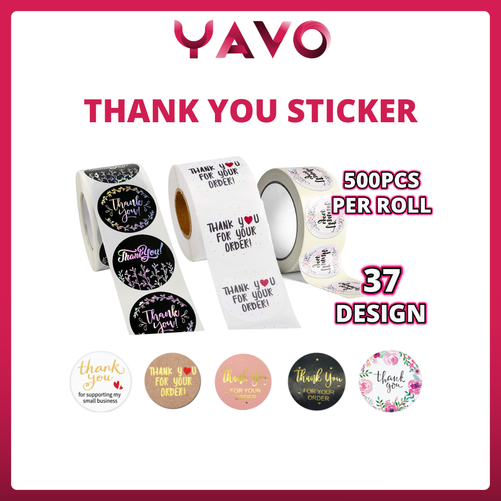 500pcs Thank You Sticker Sticker Terima Kasih Seal Label Gold Silver ...