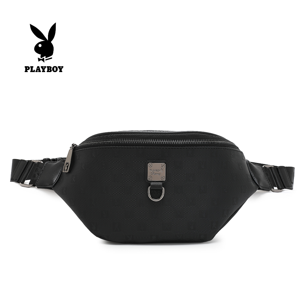 PLAYBOY Monogram Waist Bags & Chest Bags PMJ 7685 Black Shopee Malaysia