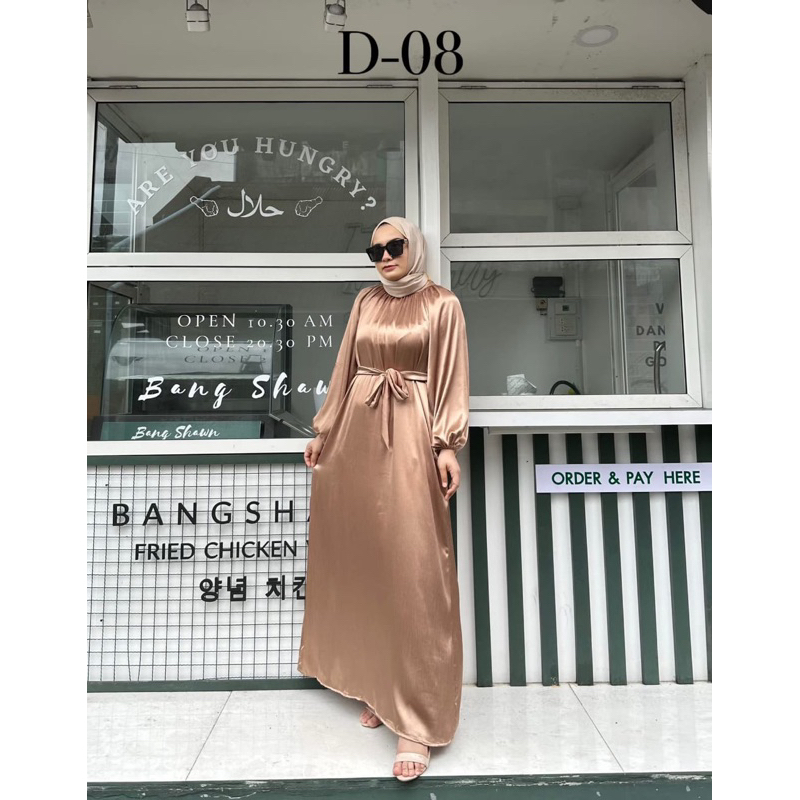 Long Sleeves Maxi Dress Viral Jubah Abaya Shining Abaya Satin Neelofa