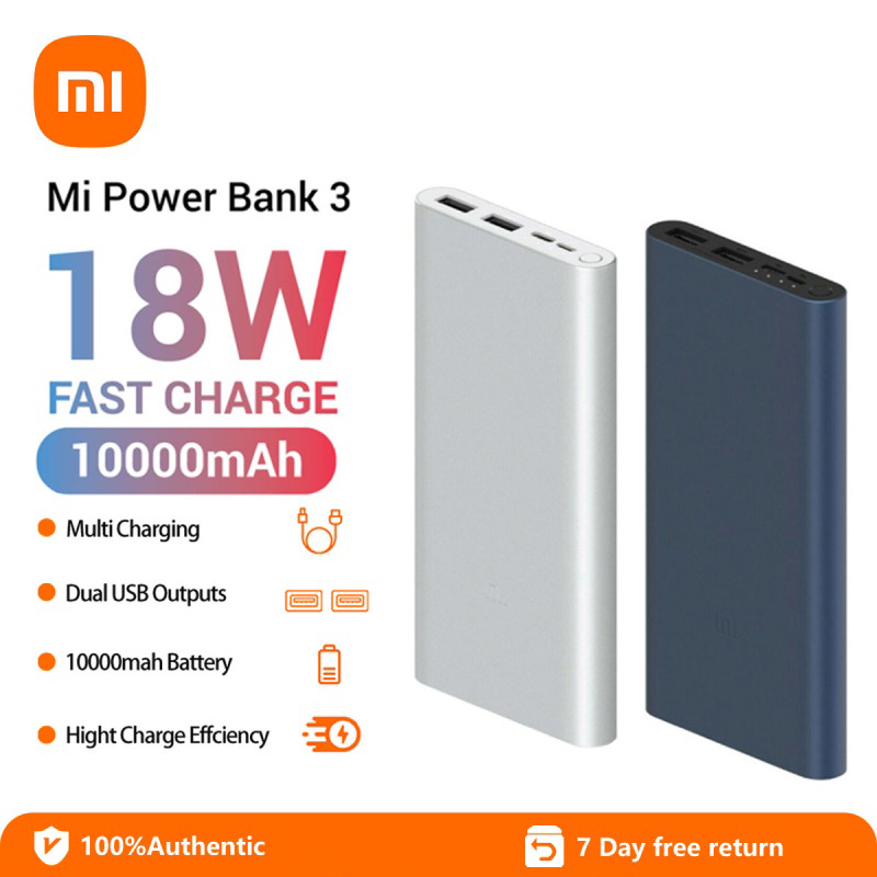 Xiaomi Original Mi Power Bank 3 10000mAh PLM13ZM 18W Fast Charging with ...