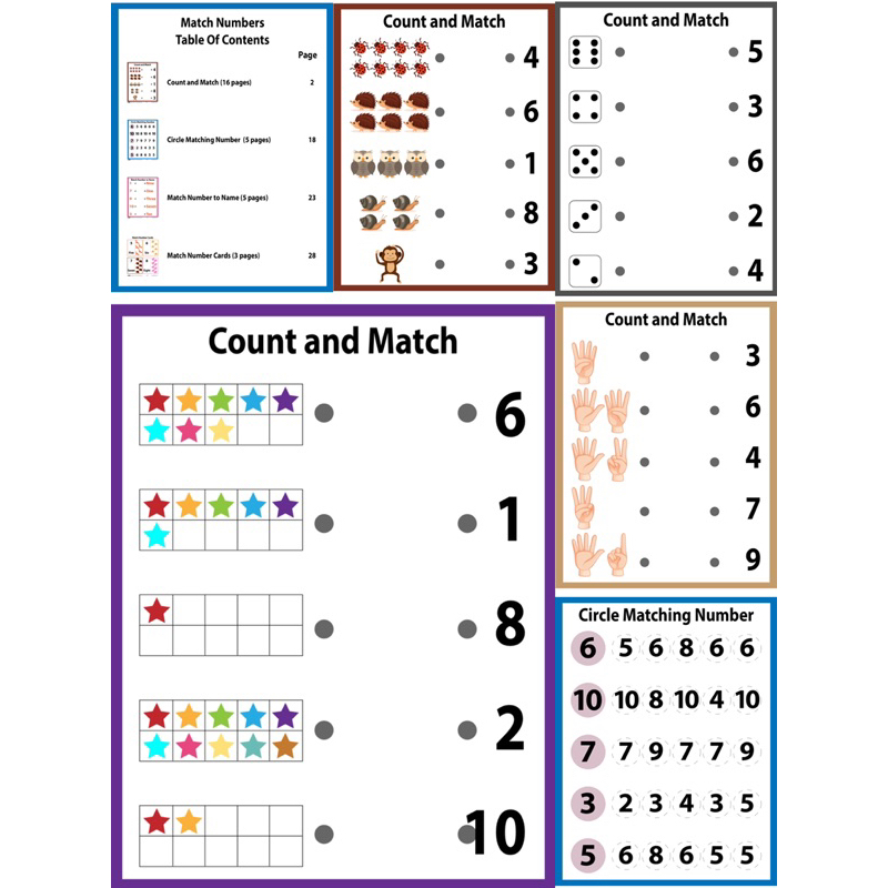 Count and Match Number worksheet 3-4years old pdf printable | Shopee ...