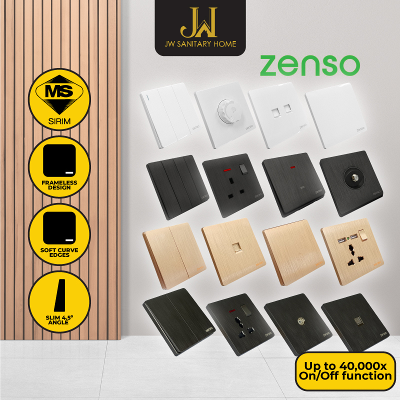 JW [SIRIM] ZENSO Grande Socket and Wall Switch Slim Modern Switches
