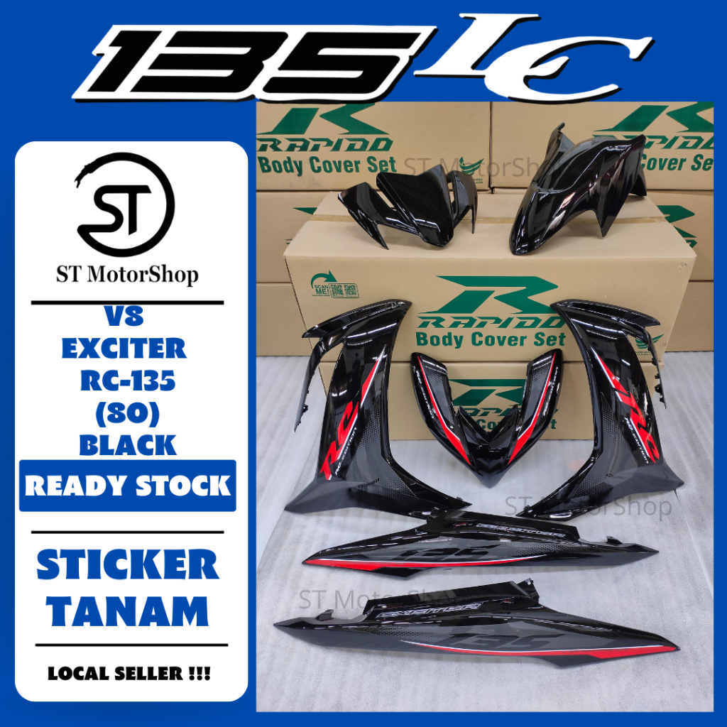 YAMAHA LC135 LC135 V8 EXCITER RC135 (80) BLACK COVER SET (STICKER
