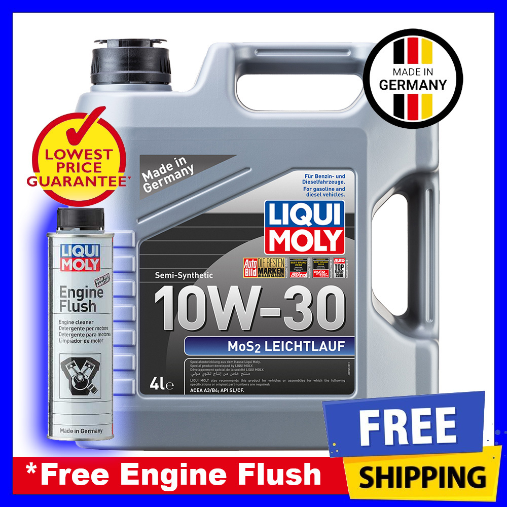 Liqui Moly Semi Synthetic MoS2 Leichtlauf 10W-30 10W-40 Engine Oil (10W30 10W40)+Engine Flush +Oil Filter (Optional)