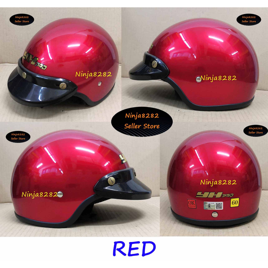 YHPRO L200 HELMET HALF CUT HELMET ( RED ) SGV LASER XDOT SWAN KHI VESPO MHR BKP ARC MS88